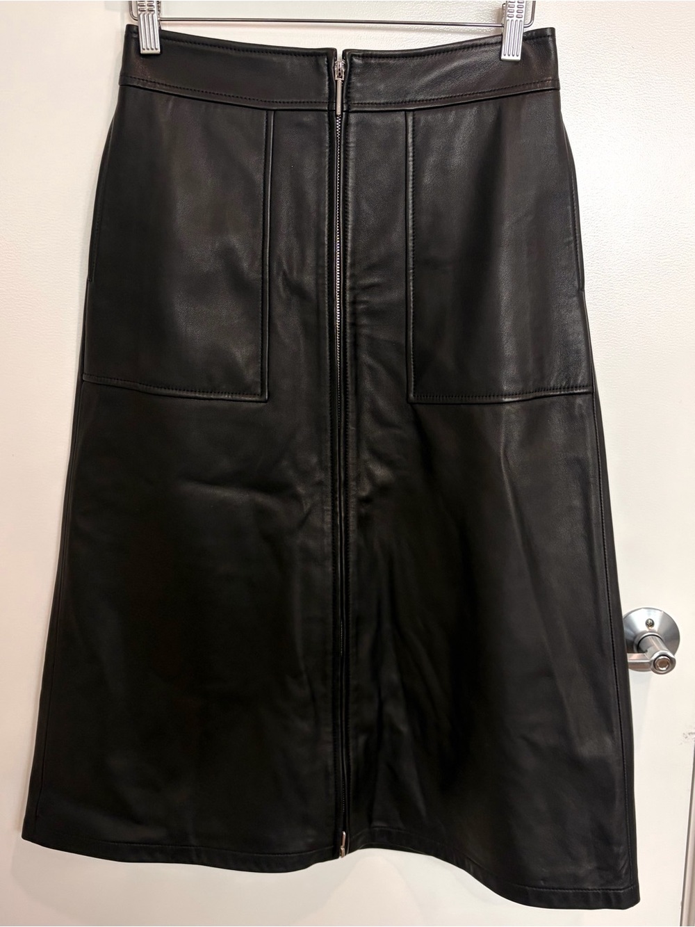 Hugo Hugo Boss Genuine Leather Skirt Sz S Women Straight Pencil Zip Midi Length